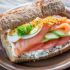 Hard-boiled egg and smoked salmon sandwich