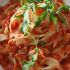 Vodka and tomato pasta with smoked salmon