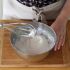 Beat the egg whites with the light brown sugar cane to form peaks