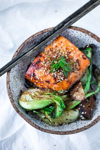 Sheet-Pan Teriyaki Salmon And Baby Bok Choy