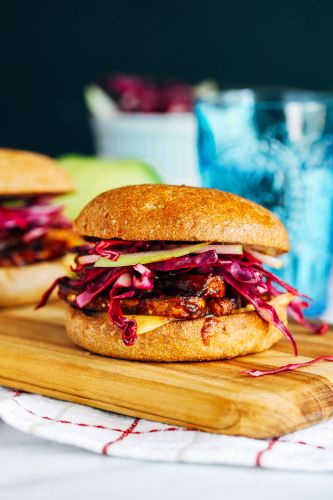 BBQ Tempeh Sandwiches with Tangy Apple Slaw