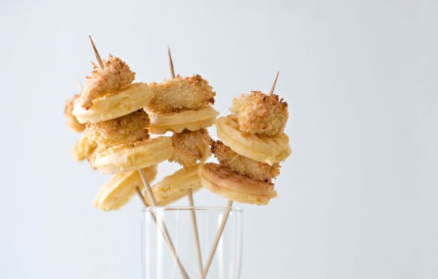 BAKED PANKO CHICKEN AND WAFFLES ON A STICK
