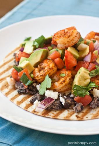 Grilled shrimp tostadas