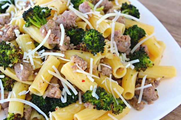 Roasted broccoli and sausage pasta