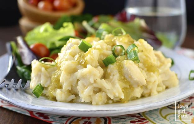 Cheesy salsa verde chicken and rice