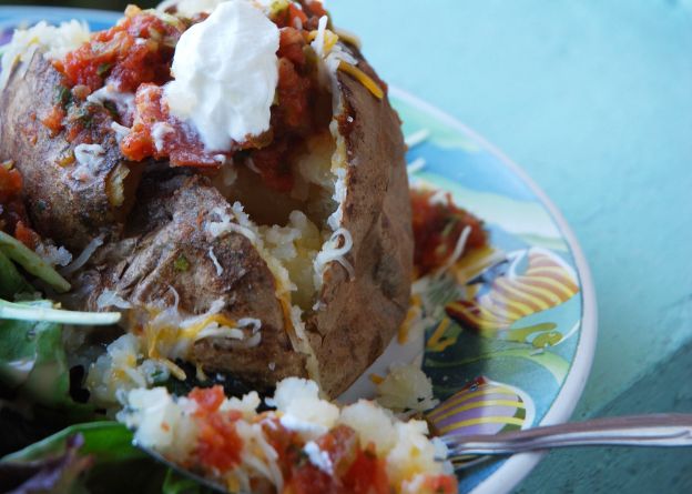 Baked Potatoes Stuffed with Salsa and Cheese