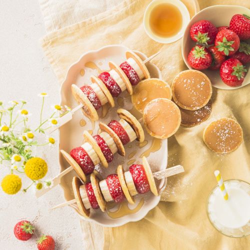 Mini Strawberry Banana Pancake Skewers
