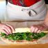 Roll up the sheet of puff pastry as tightly as possible