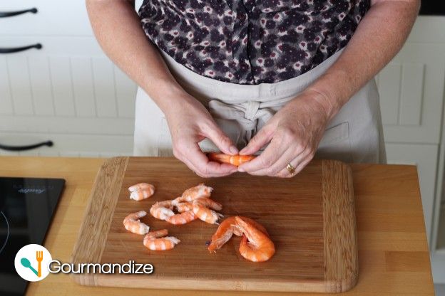 Peel and devein the shrimp