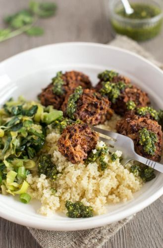 Mushroom and Kidney Bean Koftas with Herby Pesto