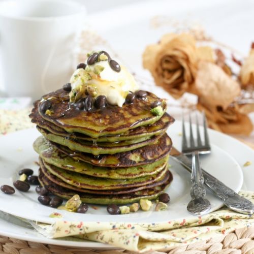 Matcha green tea coconut pancakes