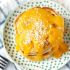 Vegan coconut pancakes with mango sauce
