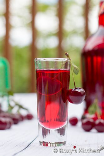 Homemade sour cherry liqueur