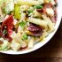 Smoky Heirloom Tomato And Grilled Peach Pasta Salad With Basil Vinaigrette
