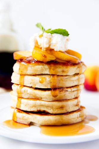 Bourbon peach pancakes