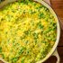 Saffron risotto with peas and goat cheese