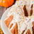 Pumpkin bundt cake with cinnamon cream cheese glaze