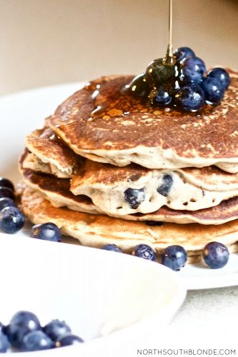 Blueberry banana cinnamon pancakes
