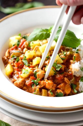 30-Minute Pineapple Red Curry Chicken Stir Fry