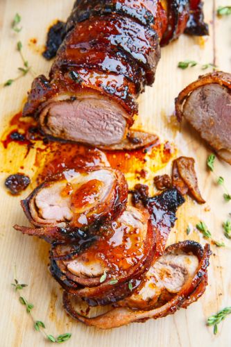 Apricot Glazed Bacon Wrapped Cajun Pork Tenderloin