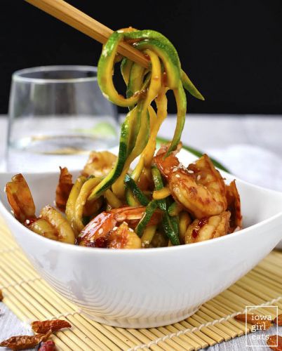 5-Ingredient Sweet Chili Shrimp And Zoodles