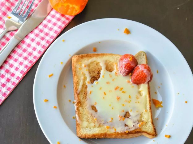 SWEETENED CONDENSED MILK TOAST WITH ORANGE ZEST