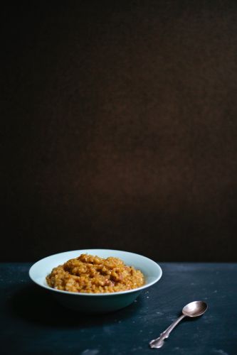 Pumpkin Risotto with Bacon and Leeks