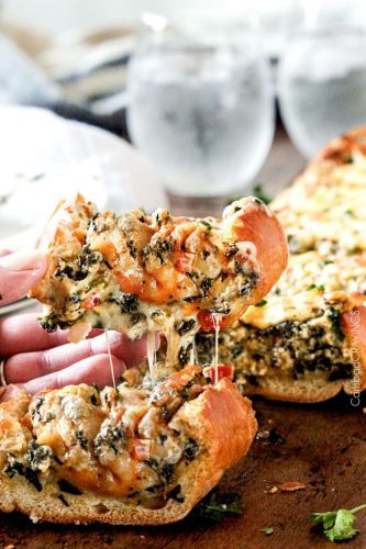 EASY SPINACH DIP STUFFED FRENCH BREAD
