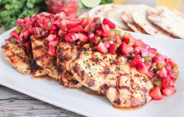 Cilantro-Lime Grilled Chicken With Strawberry-Jalapeno Salsa