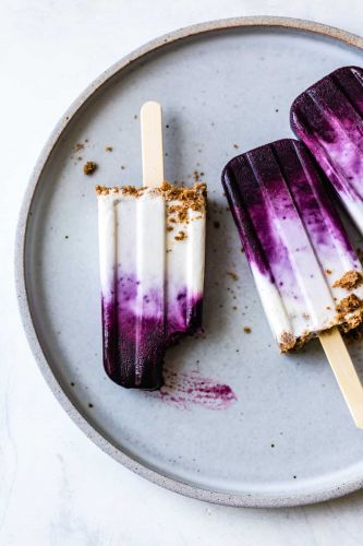 Blueberry Chevre Cheesecake Popsicles