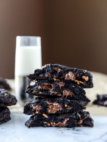 Double Dark Chocolate Peanut Butter Cup Cookies