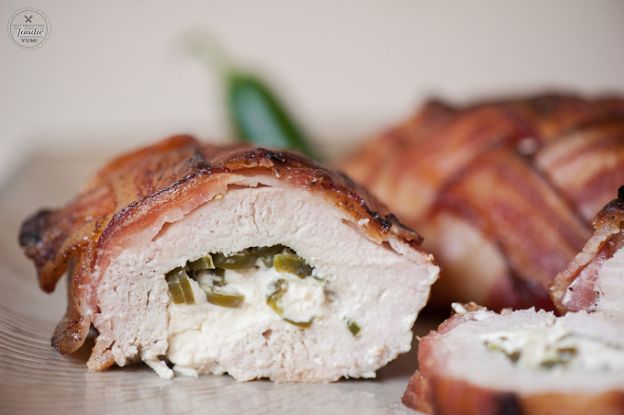 Bacon wrapped jalapeno popper chicken