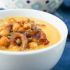 Delicata Squash Soup with Curried Chickpeas and Onions