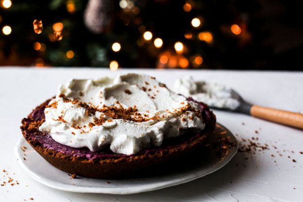 Spiced Purple Sweet Potato Pie with Ginger Graham crust