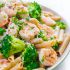 Shrimp and broccoli penne