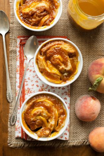 Peach Caramel Bread Pudding