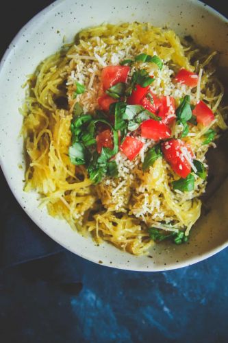 5-Ingredient Spaghetti Squash Pesto Pasta