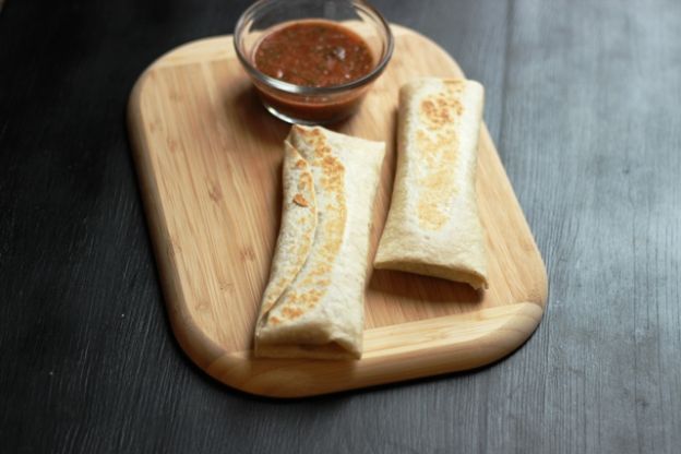 Chicken, bean, and cheese burritos