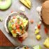 Juicy Grilled Hamburgers with Pineapple Salsa and Spicy Aioli