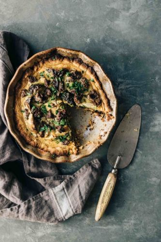 Brussels Sprouts and Sausage Quiche with Almond Crust