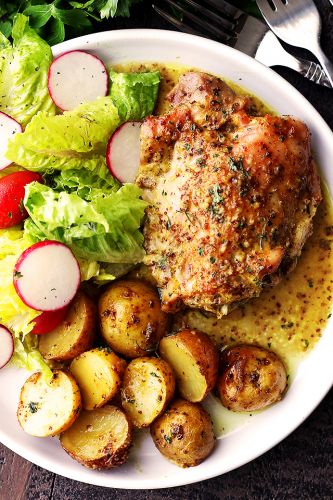 One pan maple mustard chicken and potatoes