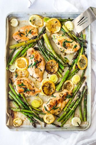 Tarragon Chicken with Asparagus, Lemon and Leeks