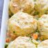 Cheesy Chicken Pot Pie with Cheddar Chive Biscuits