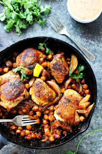 One-Pot Harissa Chicken with Chickpeas and Yogurt