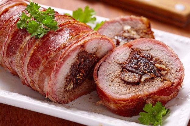 Fig and hazelnut stuffed pork