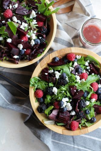 Roasted Beet and Berry Salad with Raspberry Vinaigrette