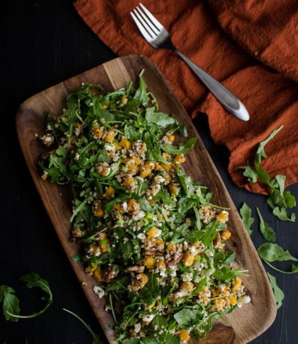 Butternut squash, quinoa and arugula salad