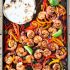 One sheet pan shrimp fajitas