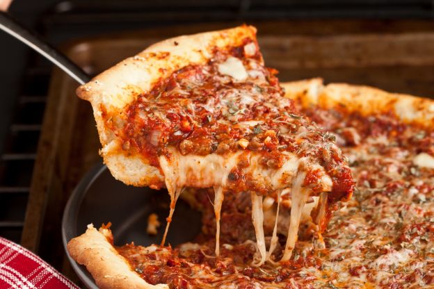 Deep-dish pizza Chicago-style