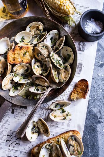 Grilled Clams With Charred Jalapeño Basil Butter